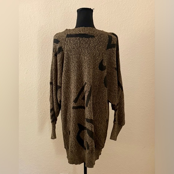 Vintage 80s or 90s Joan Geddes Brown & Black Sweater Dress One Size - Picture 10 of 14